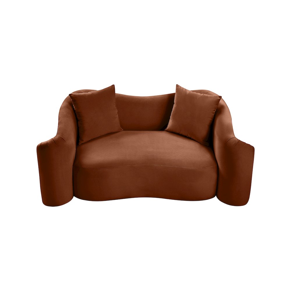 Destin Cognac Velvet Loveseat. Picture 3