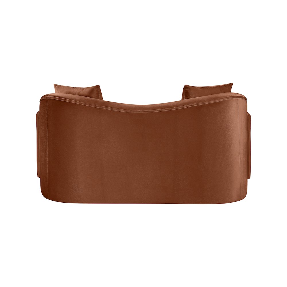 Destin Cognac Velvet Loveseat. Picture 4
