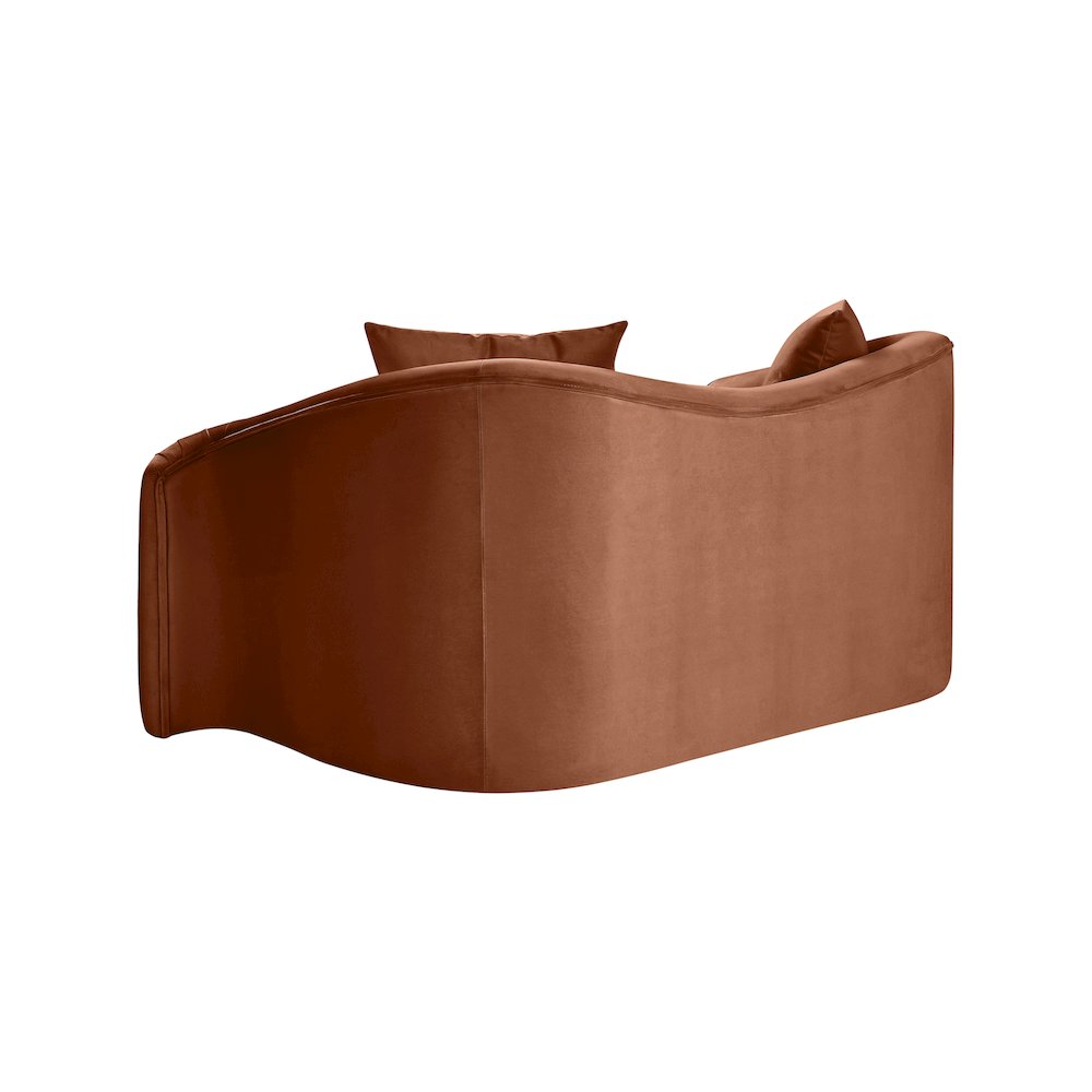 Destin Cognac Velvet Loveseat. Picture 5