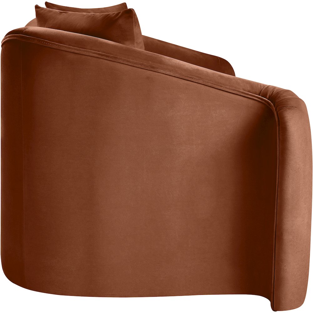 Destin Cognac Velvet Loveseat. Picture 6