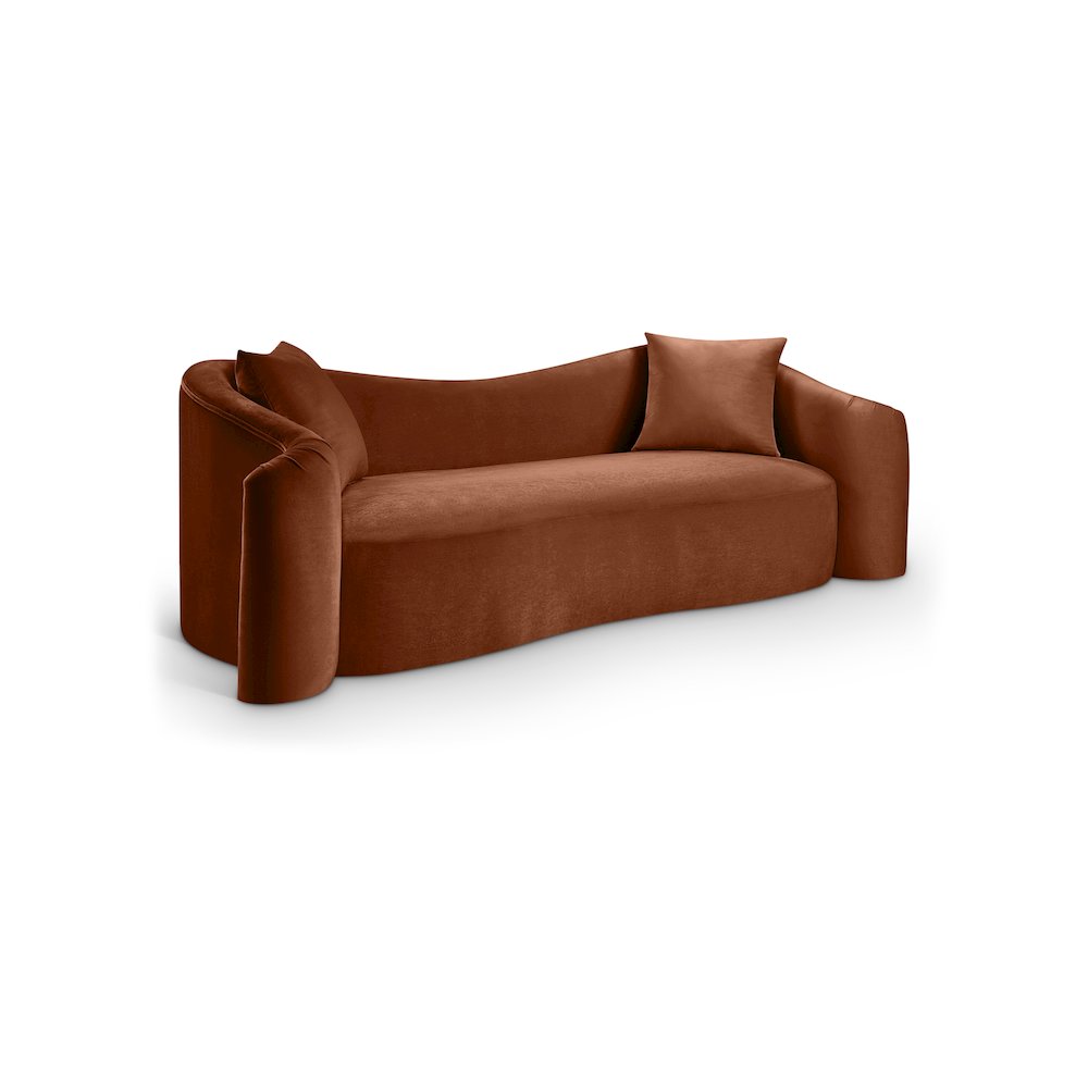 Destin Cognac Velvet Sofa. Picture 1