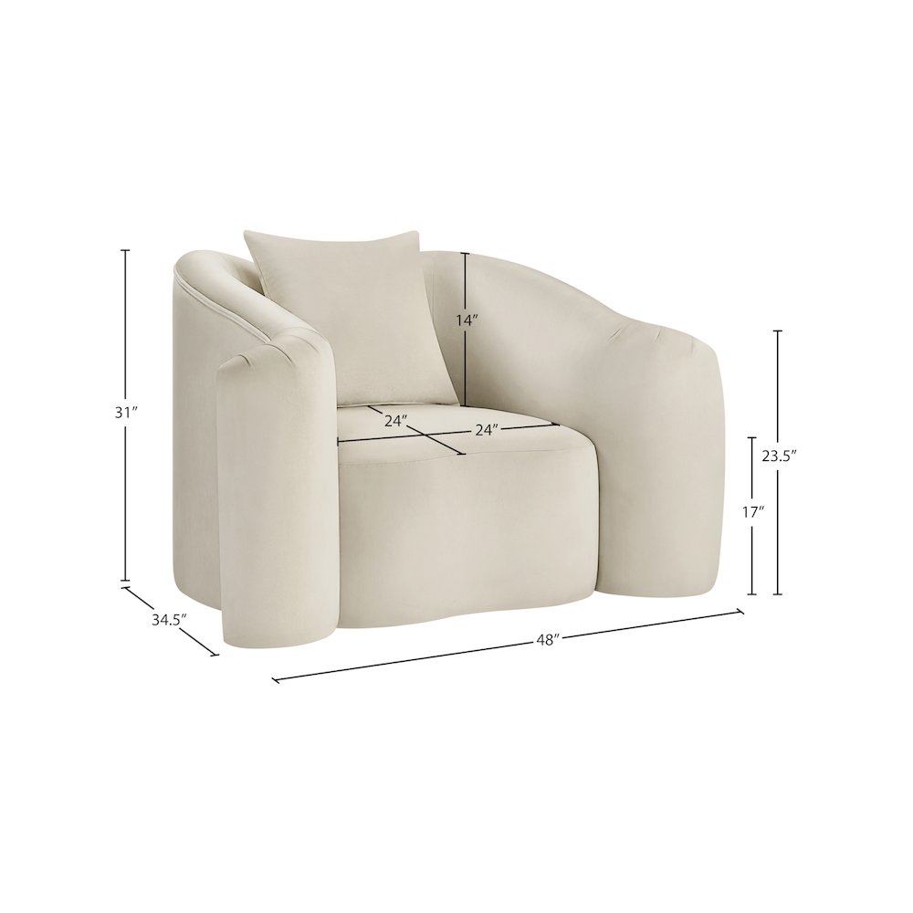 Destin Cream Velvet Chair. Picture 17