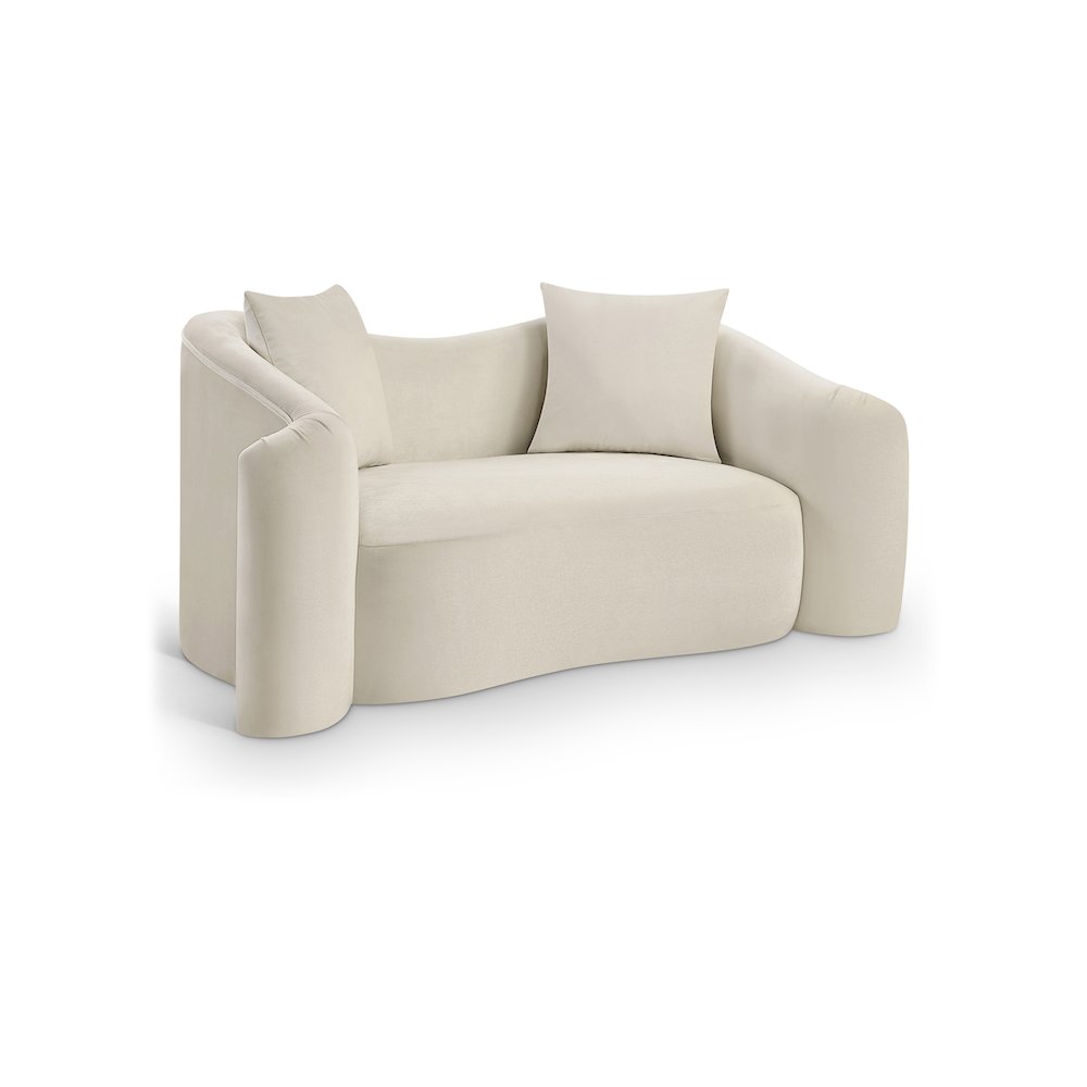 Destin Cream Velvet Loveseat. Picture 1