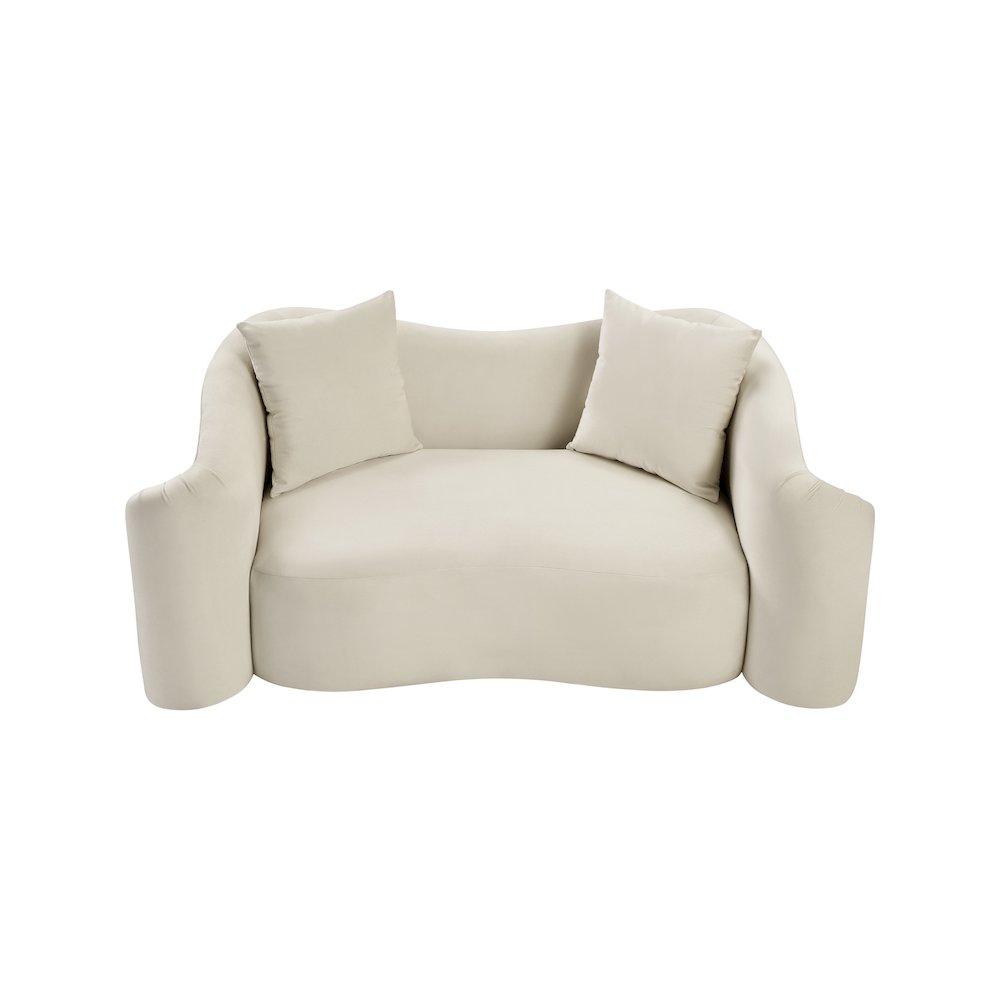 Destin Cream Velvet Loveseat. Picture 3