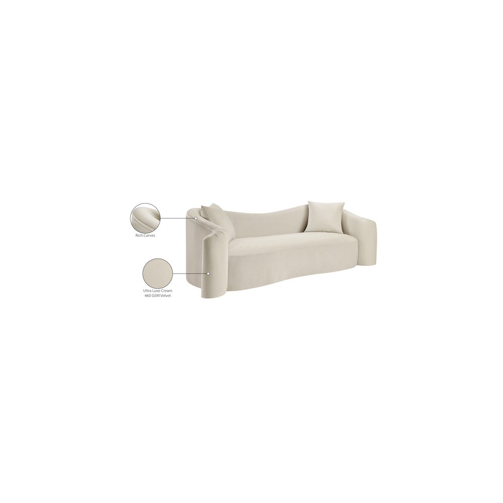 Destin Cream Velvet Sofa. Picture 18