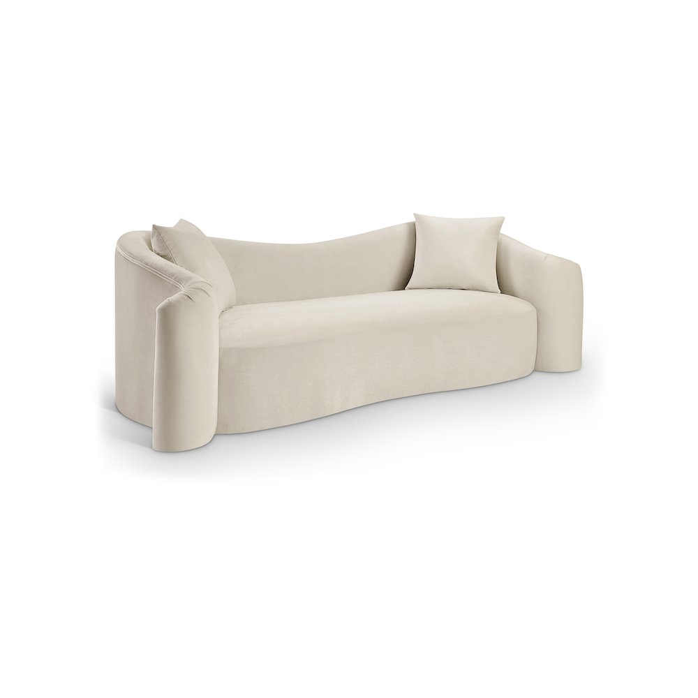 Destin Cream Velvet Sofa. Picture 1