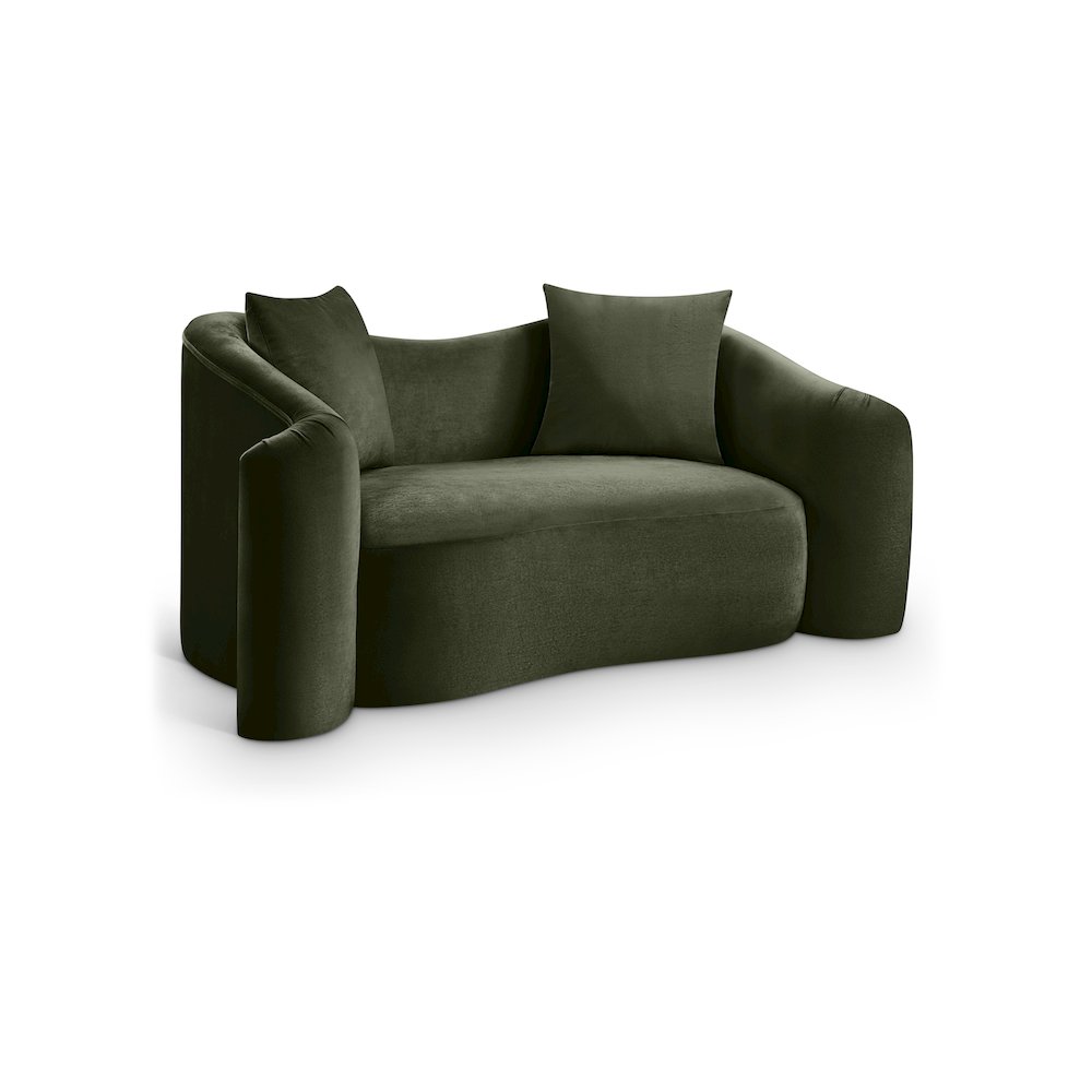 Destin Green Velvet Loveseat. Picture 1