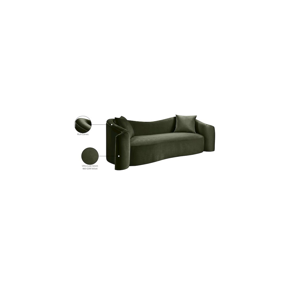 Destin Green Velvet Sofa. Picture 18