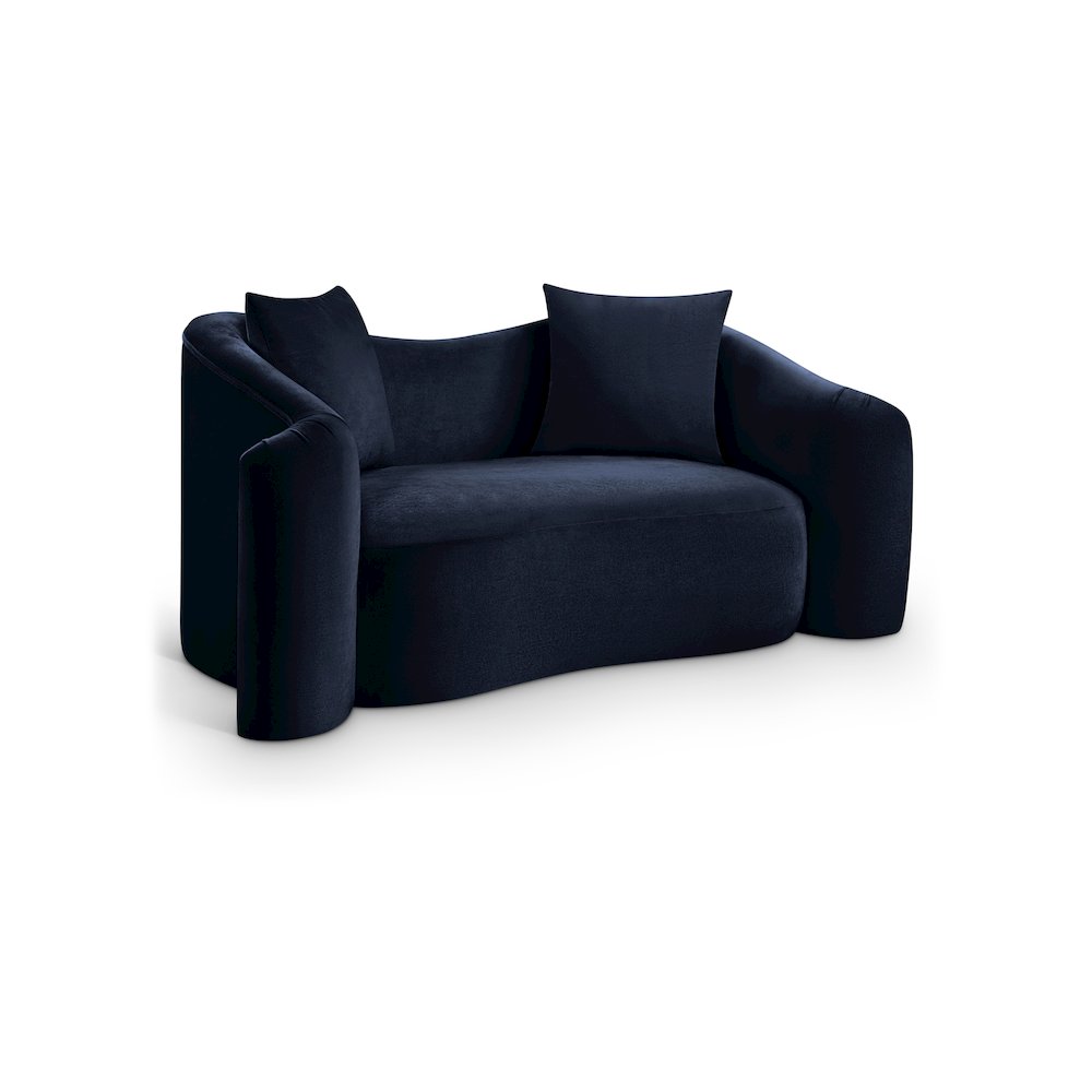 Destin Navy Velvet Loveseat. Picture 1