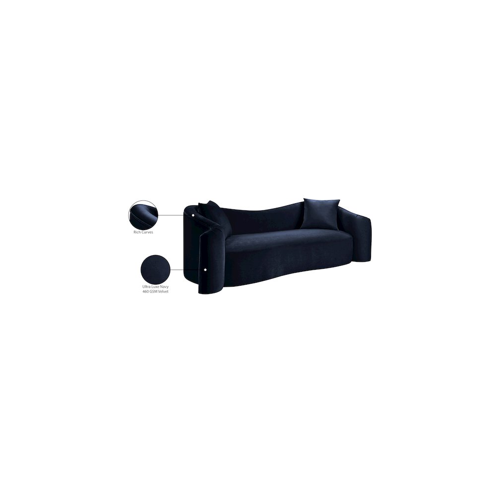 Destin Navy Velvet Sofa. Picture 18