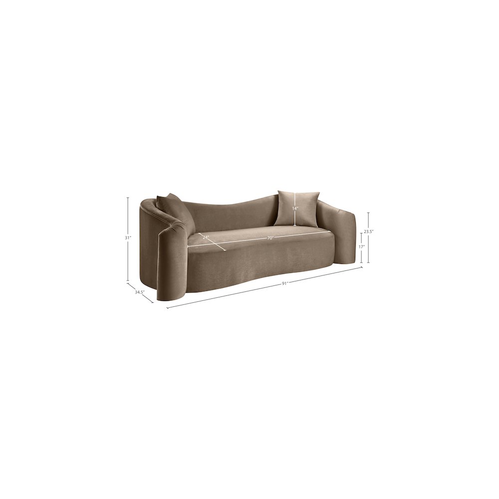 Destin Taupe Velvet Sofa. Picture 17