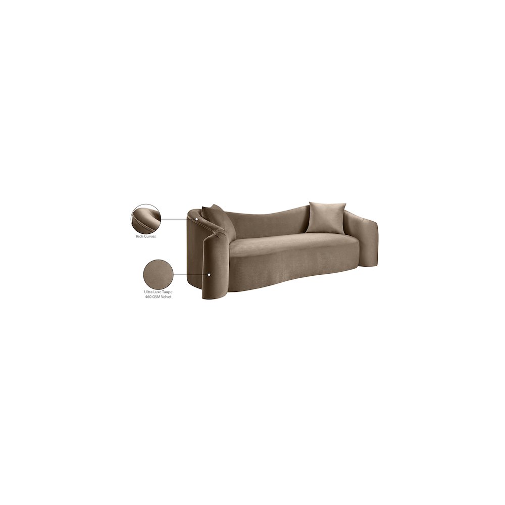 Destin Taupe Velvet Sofa. Picture 18