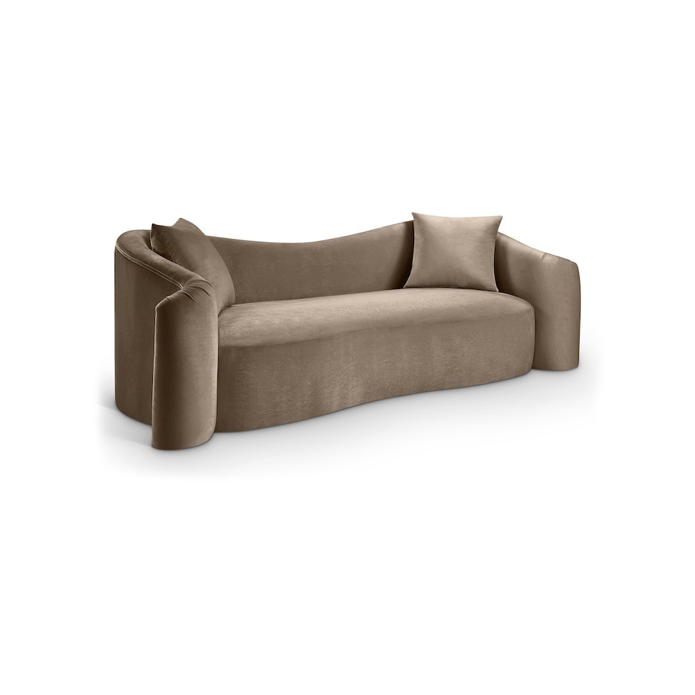 Destin Taupe Velvet Sofa. Picture 1