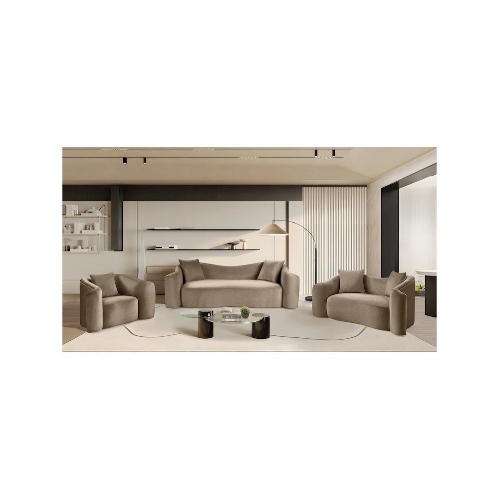 Destin Taupe Velvet Sofa. Picture 16