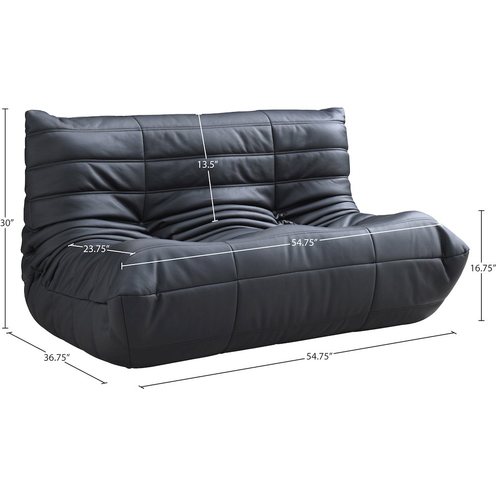 Relax 54.75" Black Vegan Leather Upholstered Loveseat. Picture 9