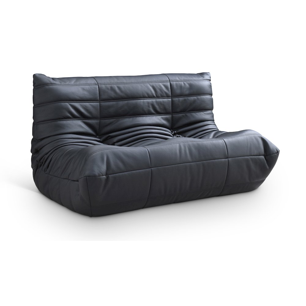 Relax 54.75" Black Vegan Leather Upholstered Loveseat. Picture 1