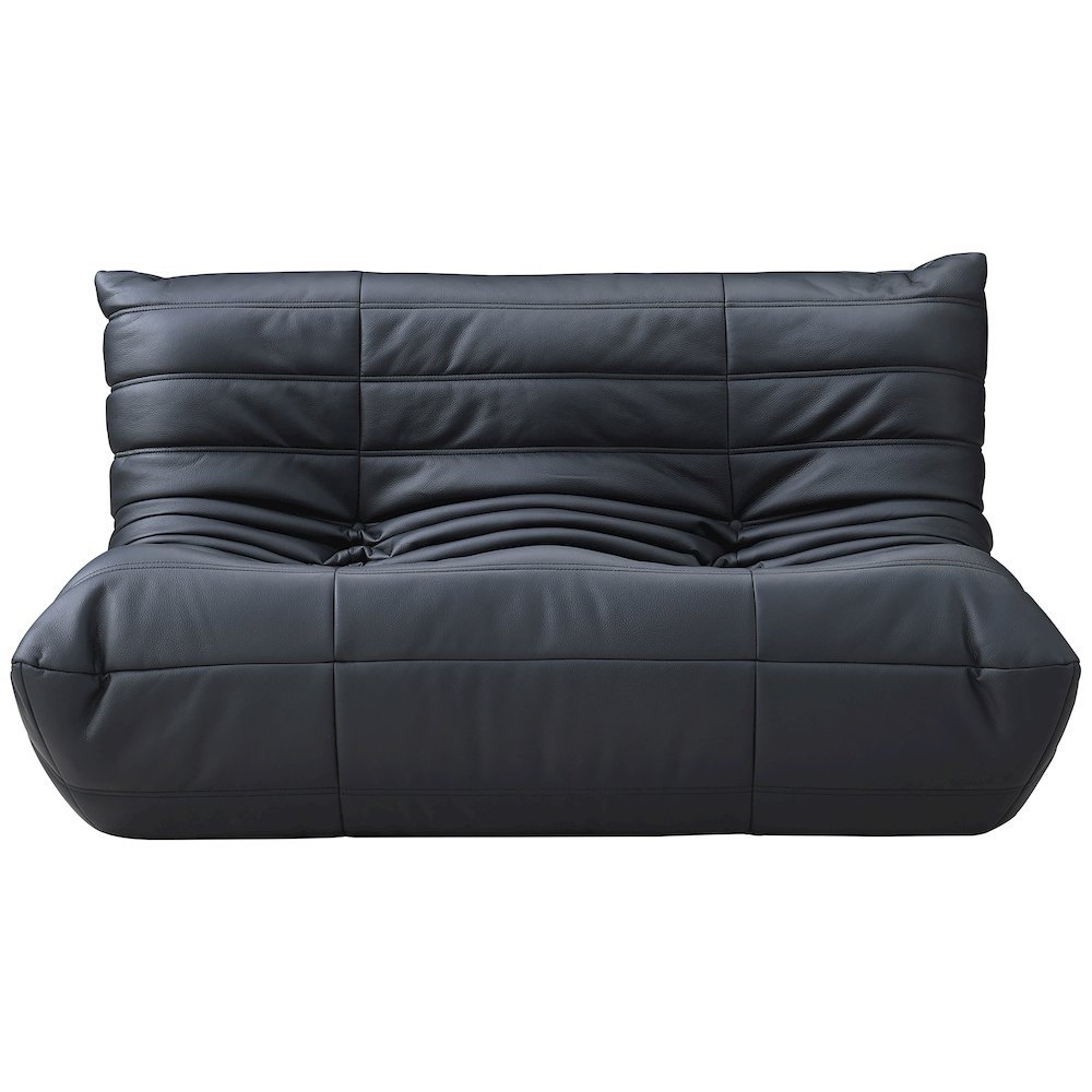 Relax 54.75" Black Vegan Leather Upholstered Loveseat. Picture 2