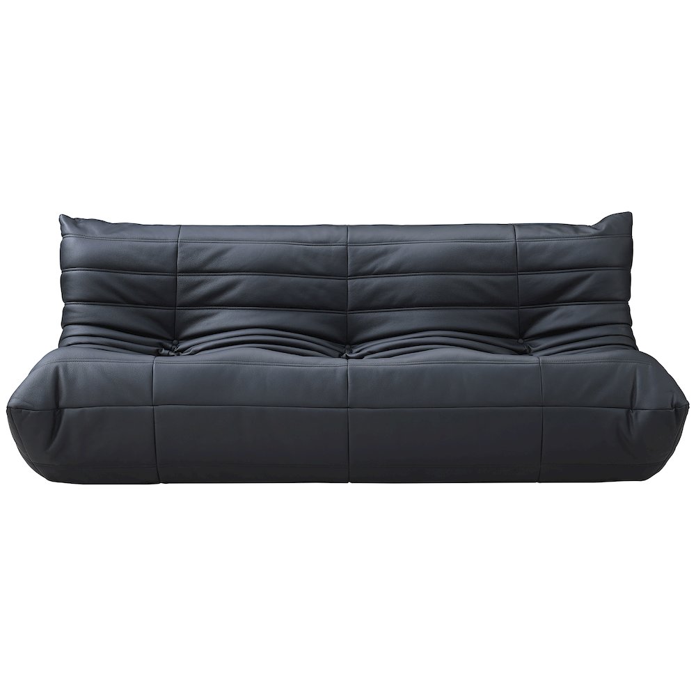 Relax 77.75" Black Vegan Leather Upholstered Sofa. Picture 2