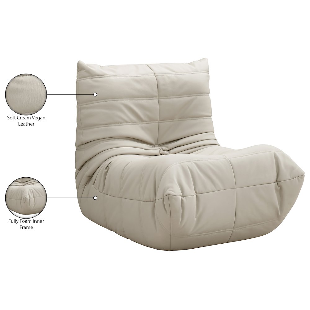 Relax Cream Vegan Leather Upholstered Chair. Picture 10