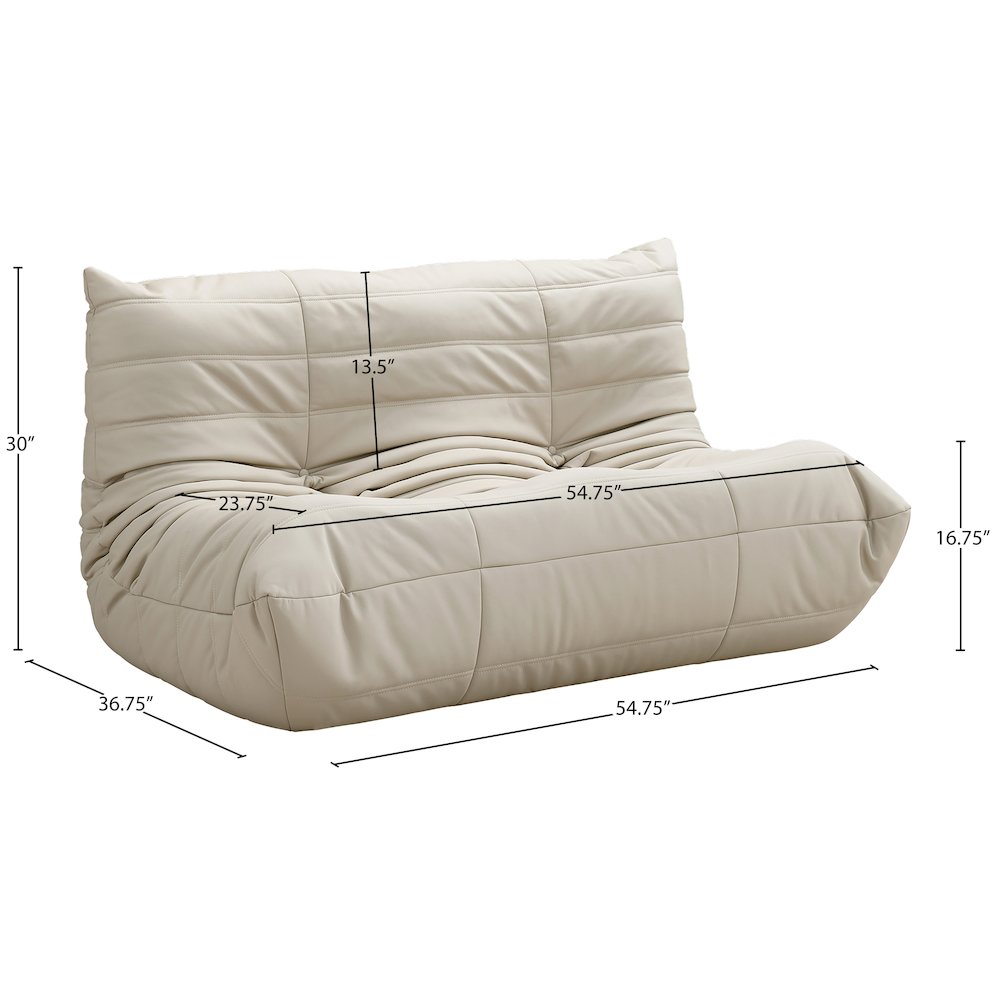Relax 54.75" Cream Vegan Leather Upholstered Loveseat. Picture 9