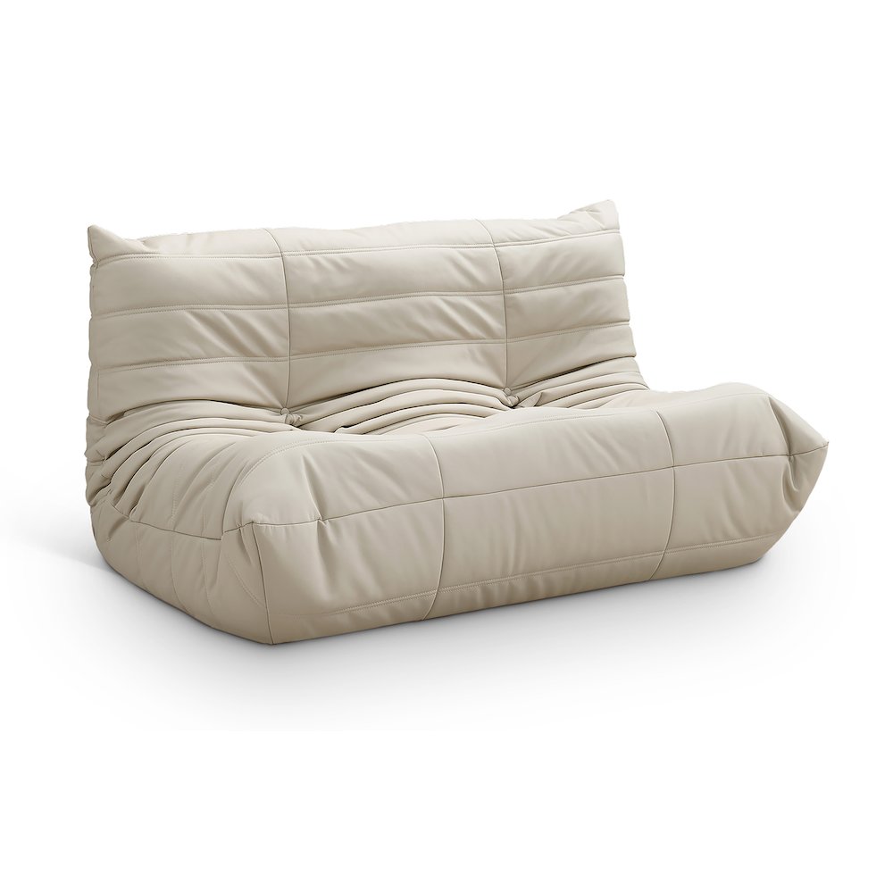 Relax 54.75" Cream Vegan Leather Upholstered Loveseat. Picture 1