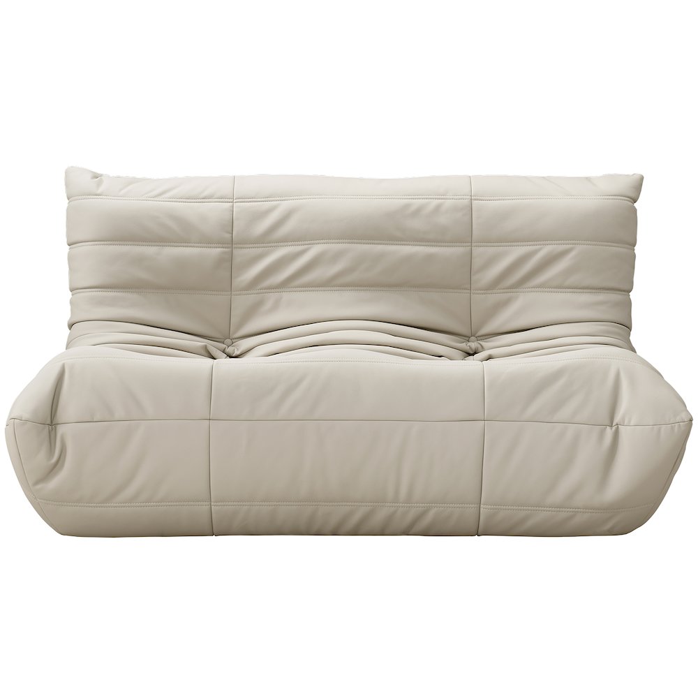 Relax 54.75" Cream Vegan Leather Upholstered Loveseat. Picture 2
