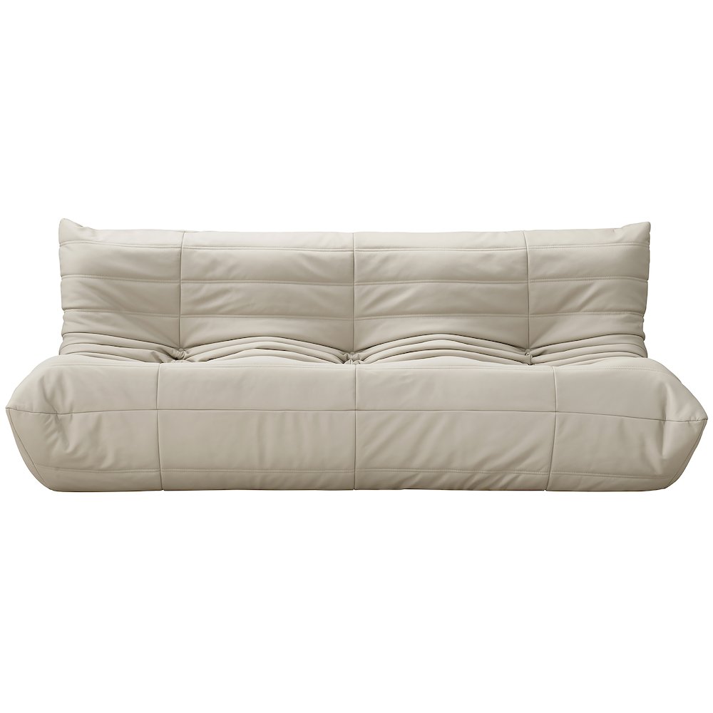 Relax 77.75" Cream Vegan Leather Upholstered Sofa. Picture 2