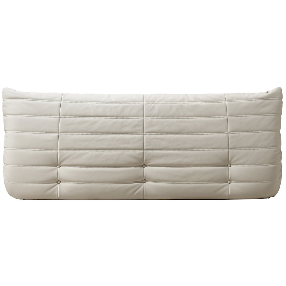 Relax 77.75" Cream Vegan Leather Upholstered Sofa. Picture 3