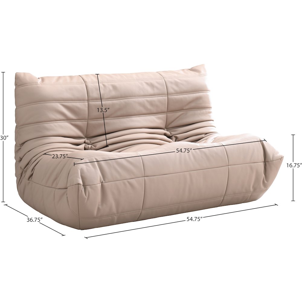 Relax 54.75" Tan Vegan Leather Upholstered Loveseat. Picture 9