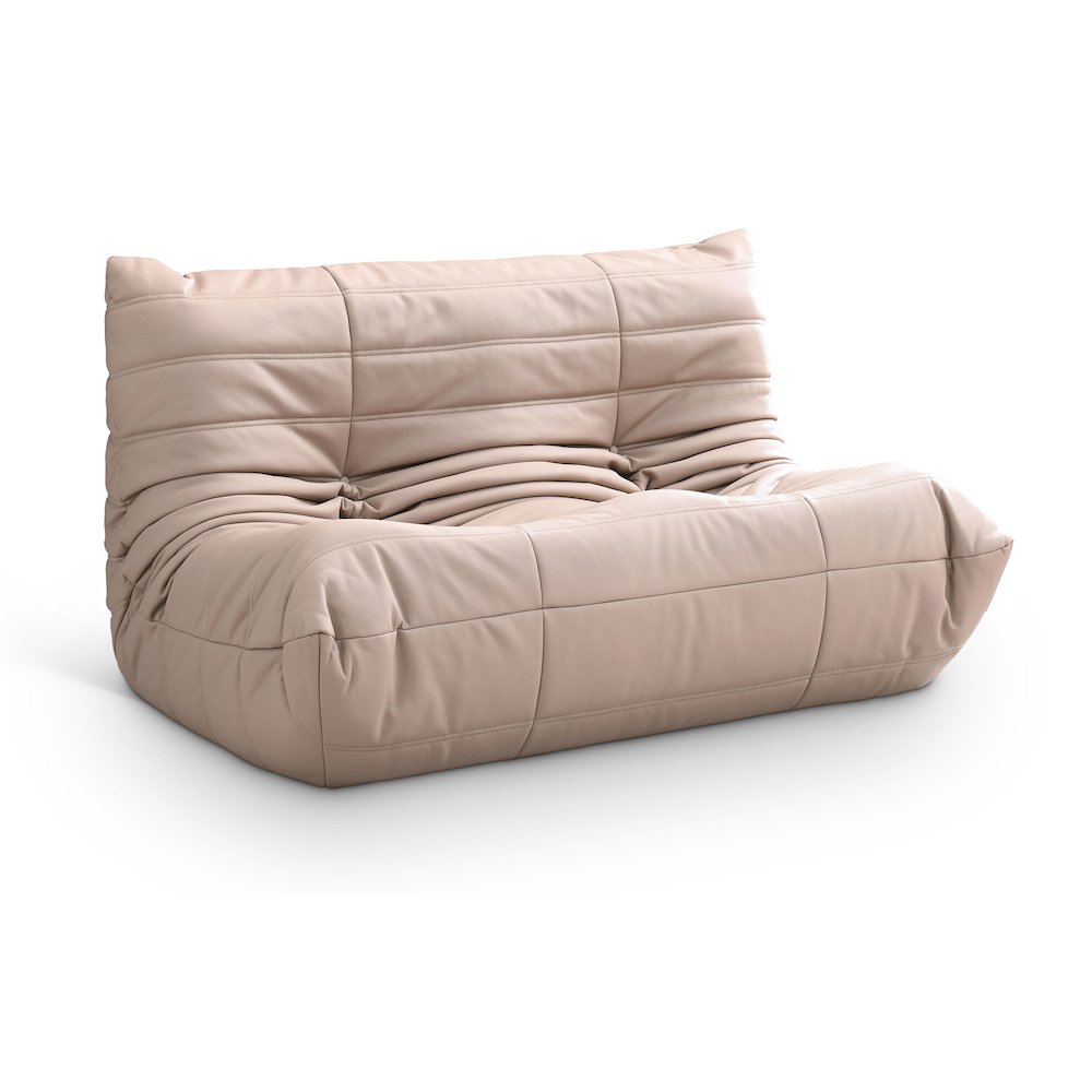 Relax 54.75" Tan Vegan Leather Upholstered Loveseat. Picture 1