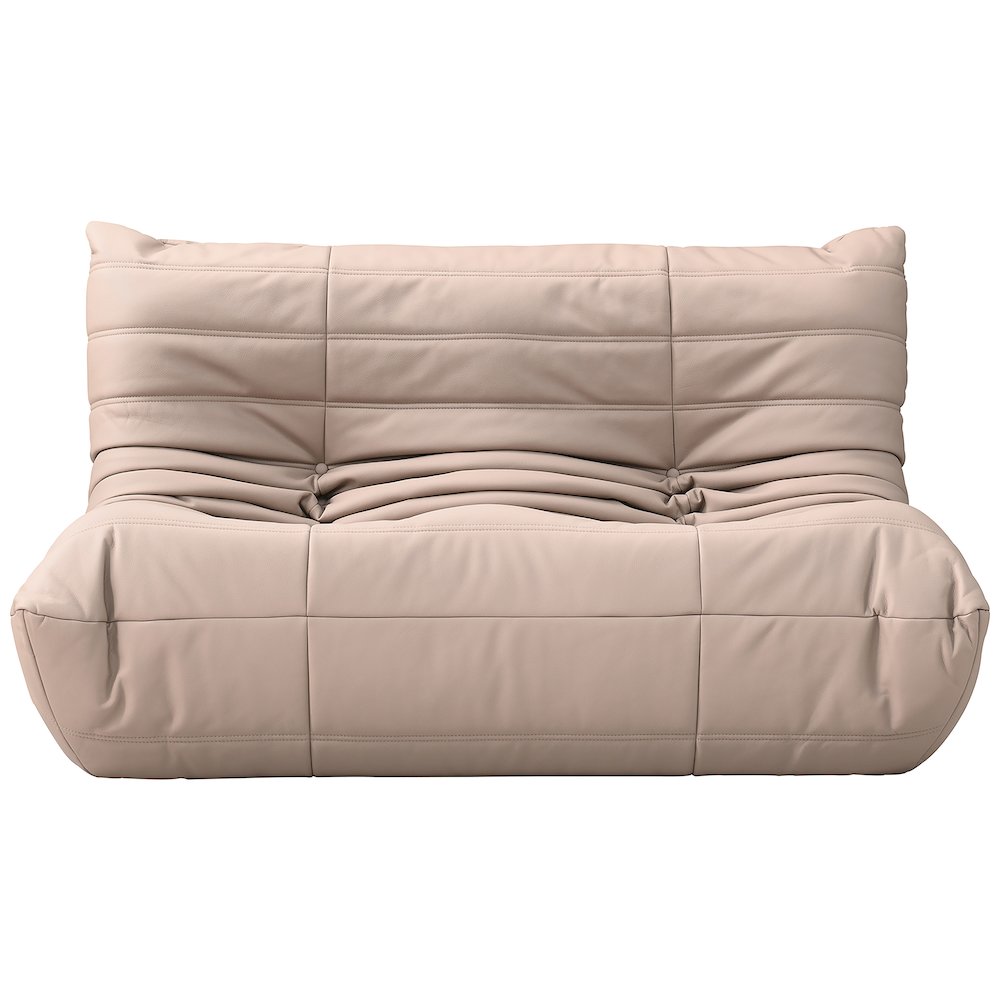 Relax 54.75" Tan Vegan Leather Upholstered Loveseat. Picture 2