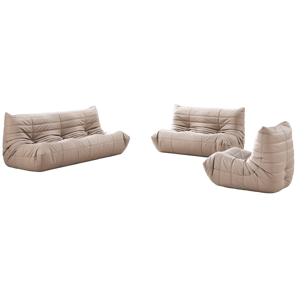 Relax 54.75" Tan Vegan Leather Upholstered Loveseat. Picture 6
