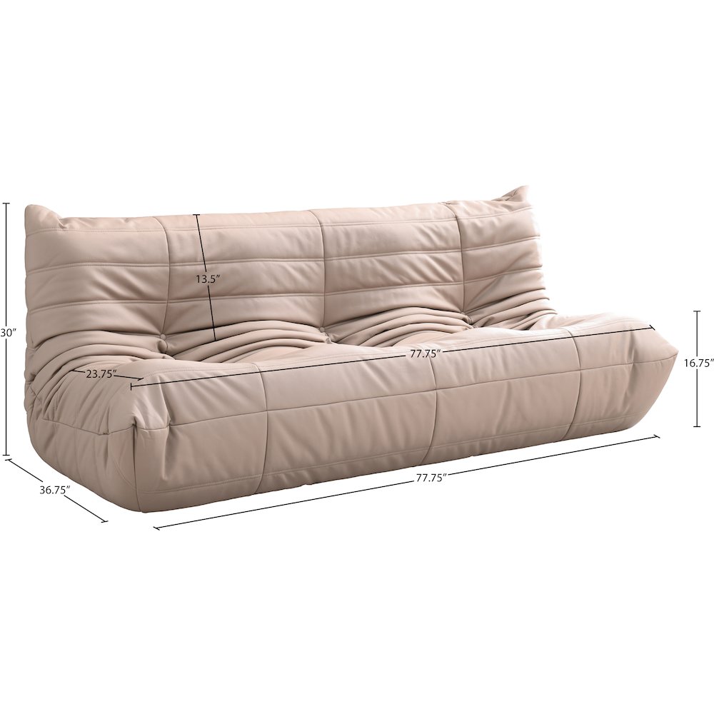 Relax 77.75" Tan Vegan Leather Upholstered Sofa. Picture 9