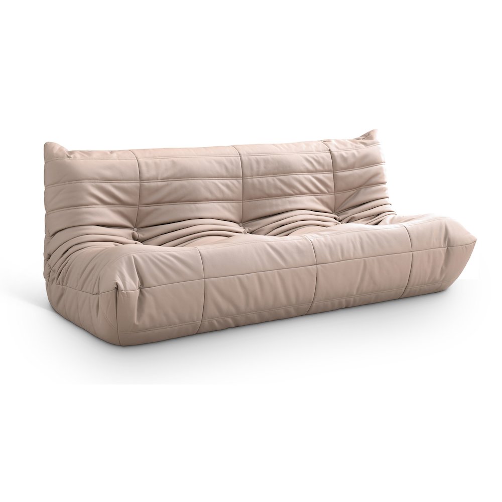 Relax 77.75" Tan Vegan Leather Upholstered Sofa. Picture 1