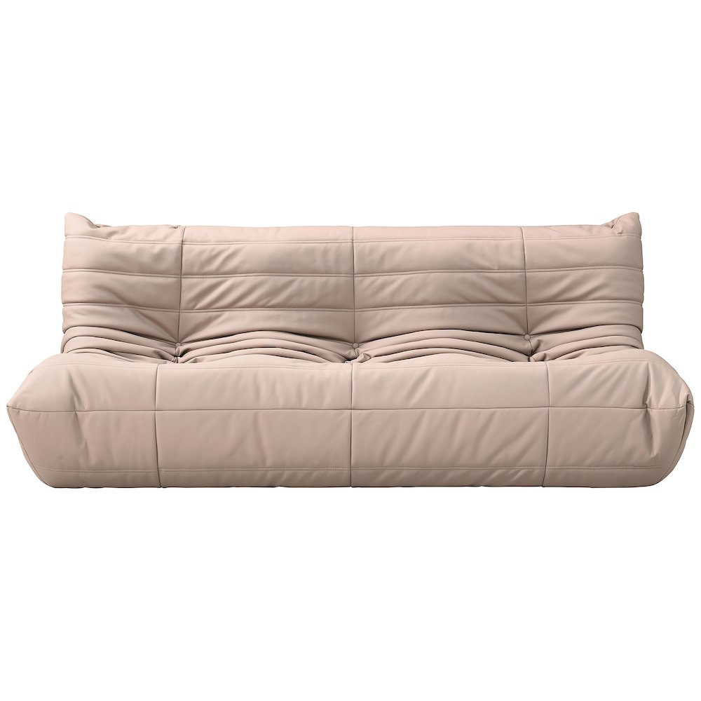 Relax 77.75" Tan Vegan Leather Upholstered Sofa. Picture 2