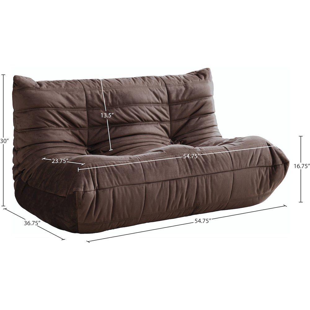 Relax 54.75" Brown Velvet Upholstered Loveseat. Picture 9