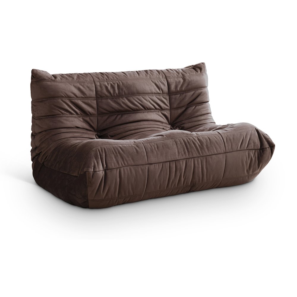 Relax 54.75" Brown Velvet Upholstered Loveseat. Picture 1