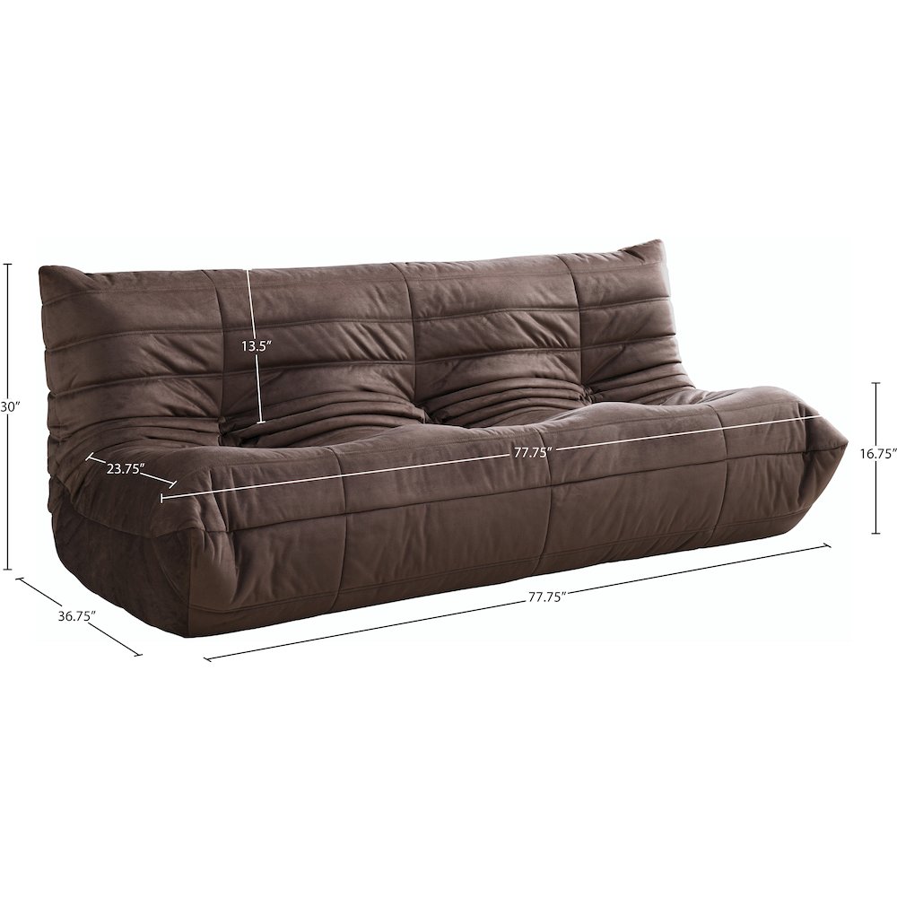 Relax 77.75" Brown Velvet Upholstered Sofa. Picture 9