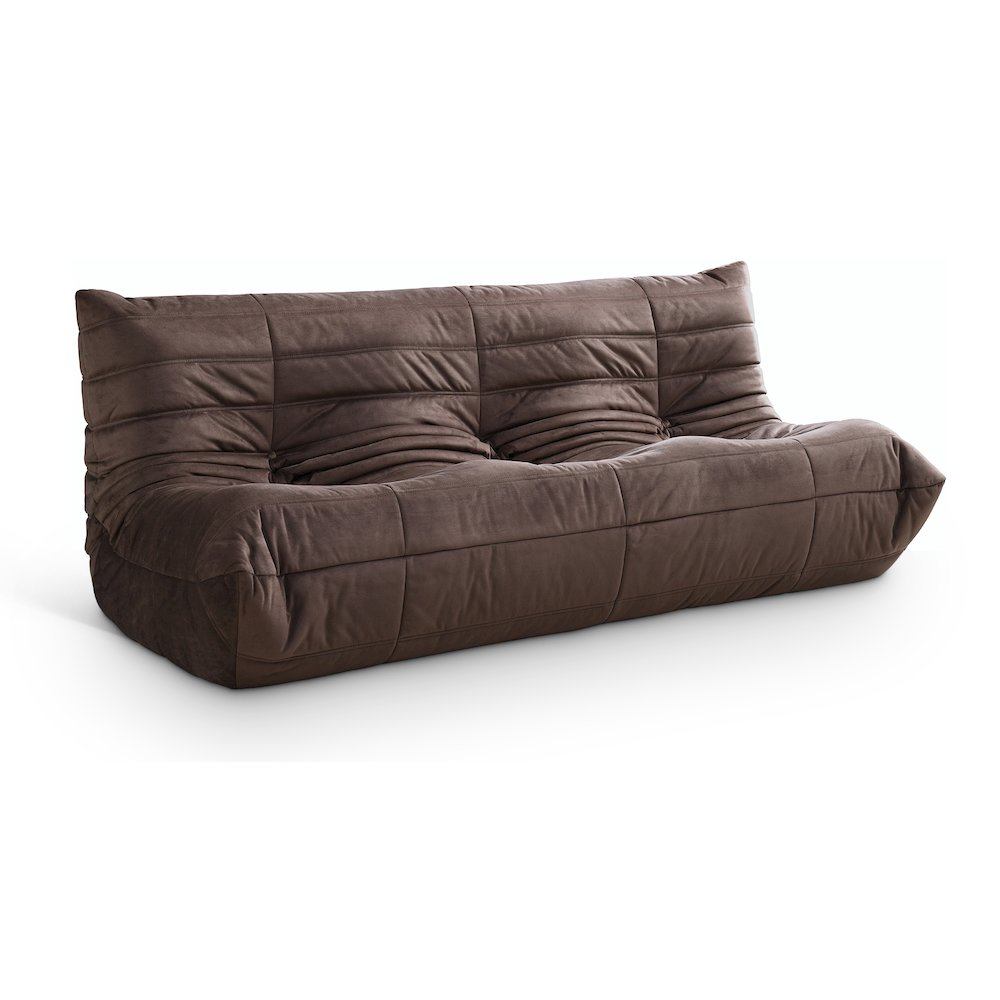 Relax 77.75" Brown Velvet Upholstered Sofa. Picture 1