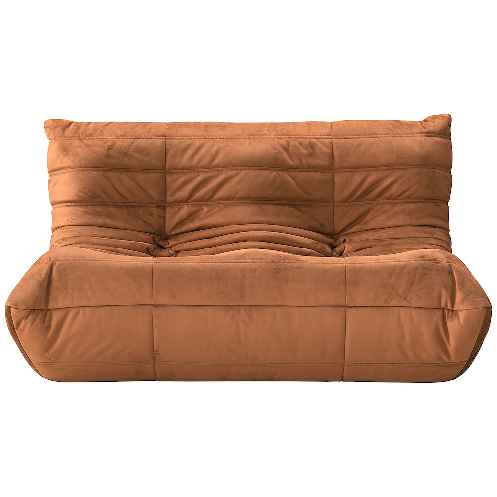 Relax 54.75" Cognac Velvet Upholstered Loveseat. Picture 2