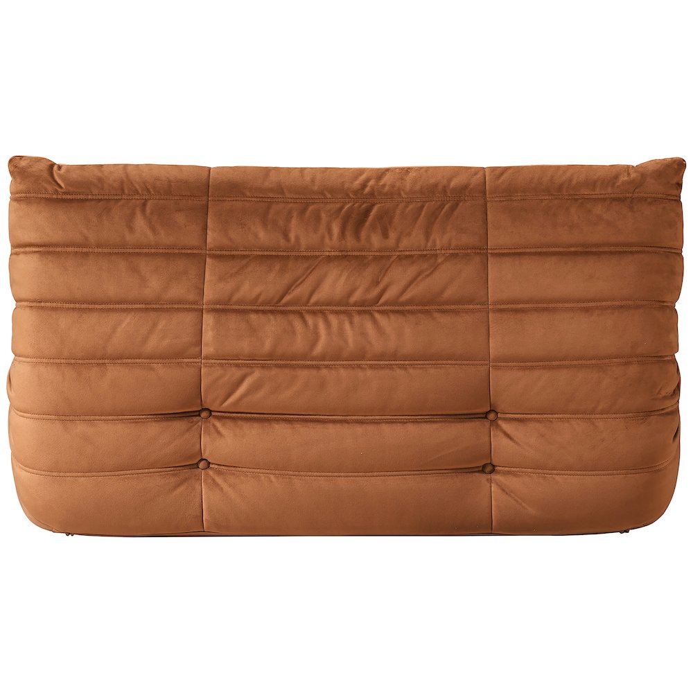 Relax 54.75" Cognac Velvet Upholstered Loveseat. Picture 3