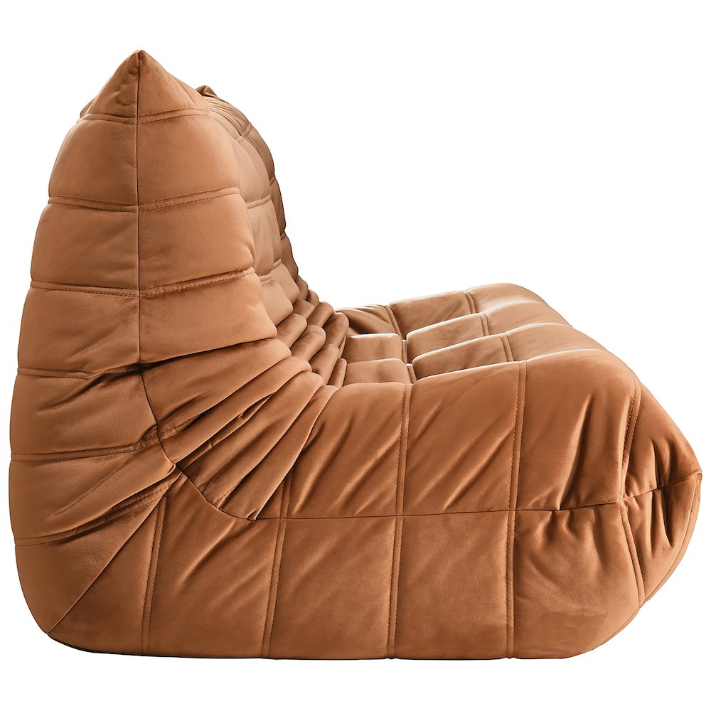 Relax 77.75" Cognac Velvet Upholstered Sofa. Picture 8
