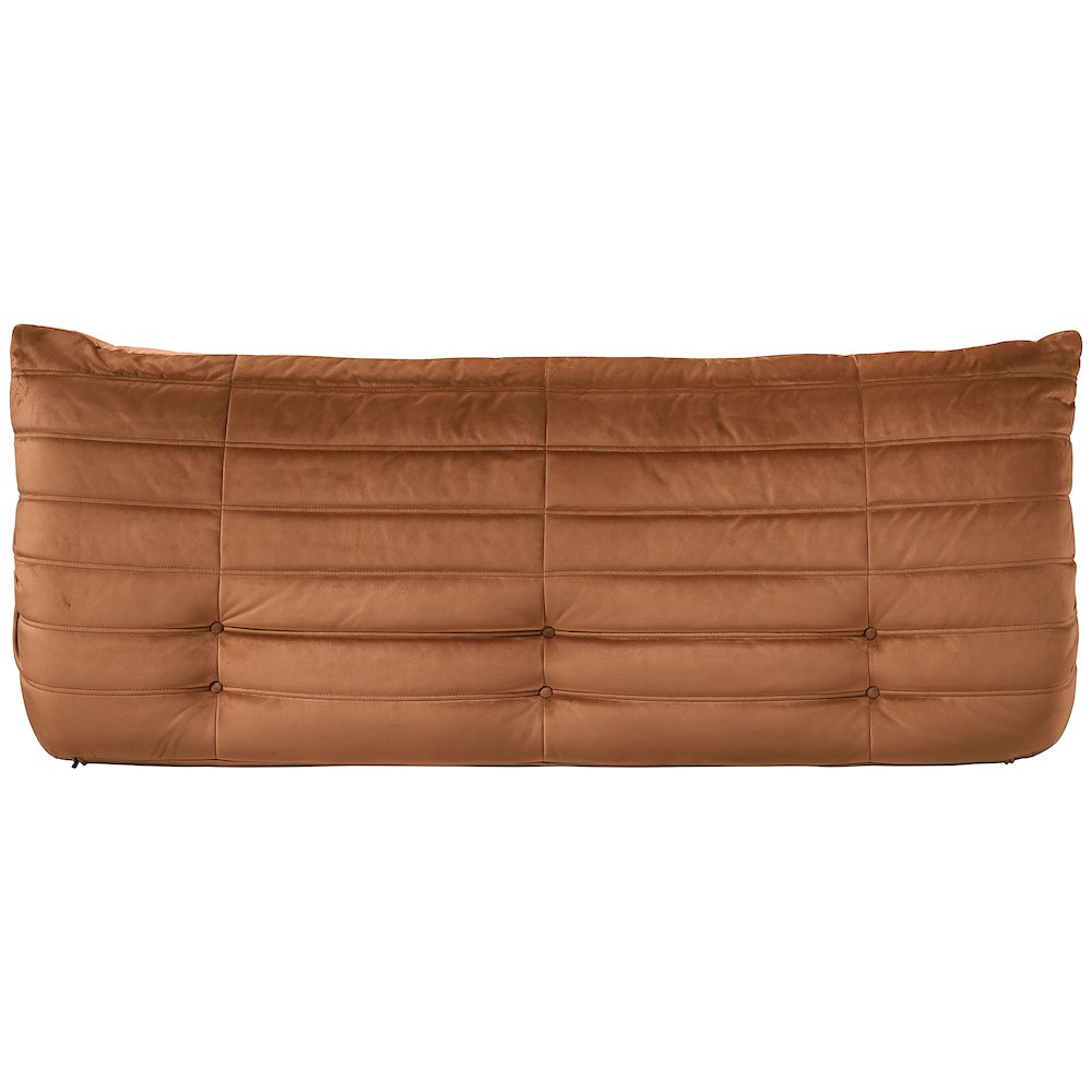 Relax 77.75" Cognac Velvet Upholstered Sofa. Picture 3