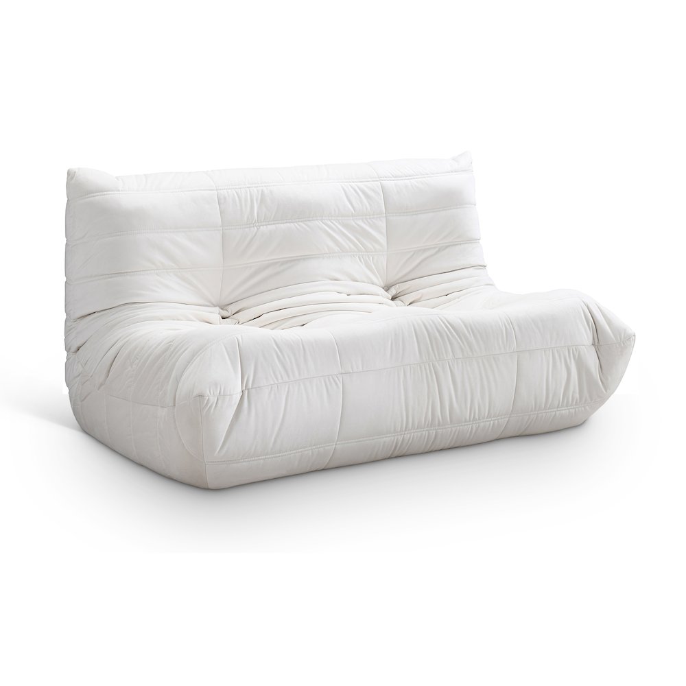 Relax 54.75" Cream Velvet Upholstered Loveseat. Picture 1