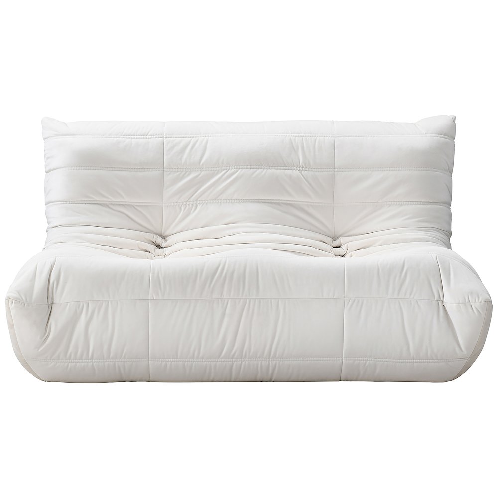 Relax 54.75" Cream Velvet Upholstered Loveseat. Picture 2