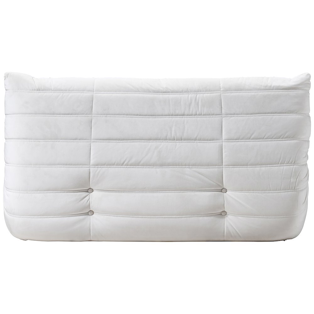 Relax 54.75" Cream Velvet Upholstered Loveseat. Picture 3