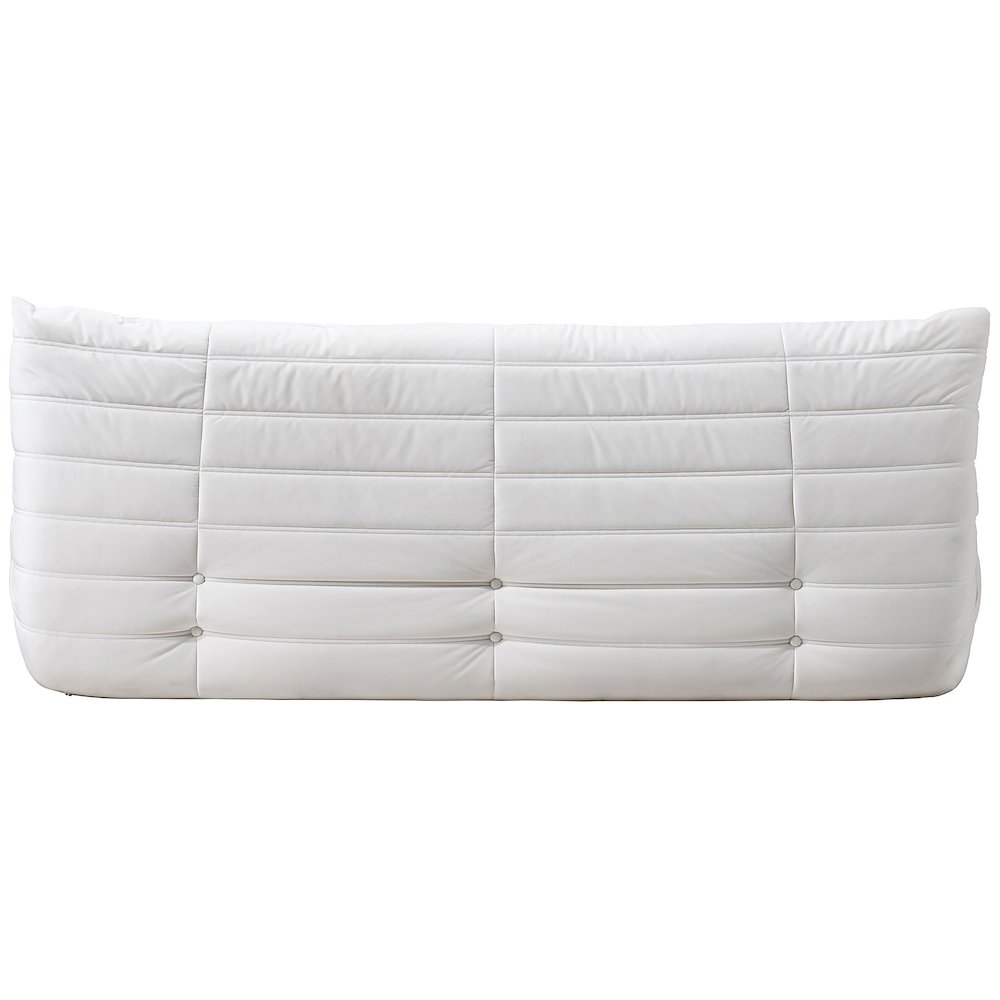 Relax 77.75" Cream Velvet Upholstered Sofa. Picture 3