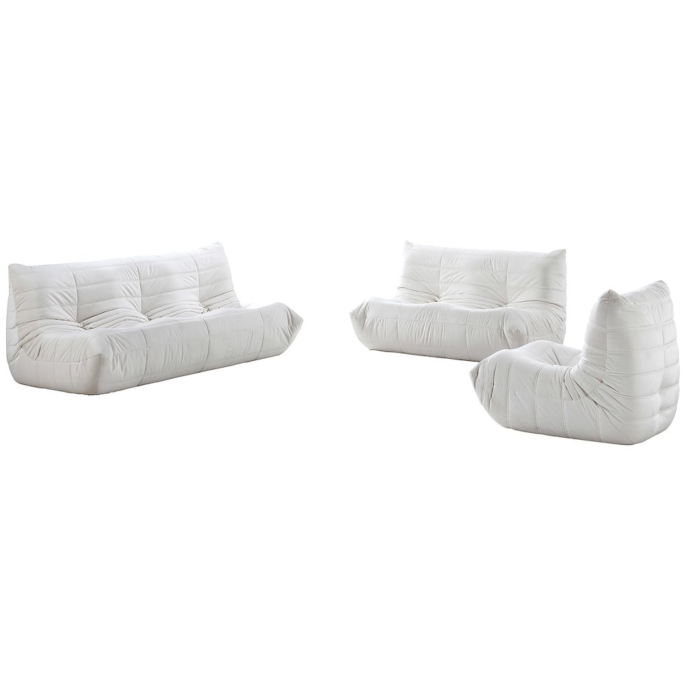 Relax 77.75" Cream Velvet Upholstered Sofa. Picture 6