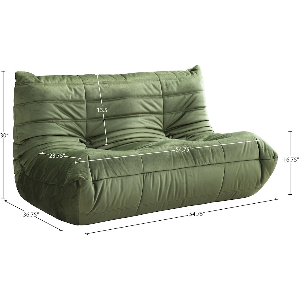 Relax 54.75" Green Velvet Upholstered Loveseat. Picture 9