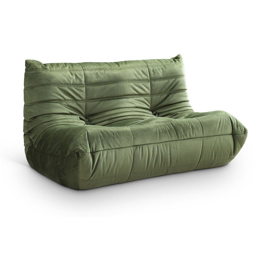 Relax 54.75" Green Velvet Upholstered Loveseat. Picture 1